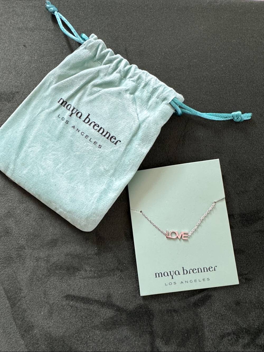 Maya brenner Silver LOVE bracelet - Light Teal Packaging